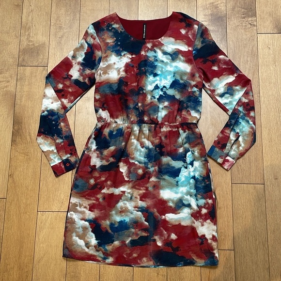 W118 Walter Baker Multicolor Abstract Print Shirt Dress S longsleeve tie dye - Picture 4 of 11